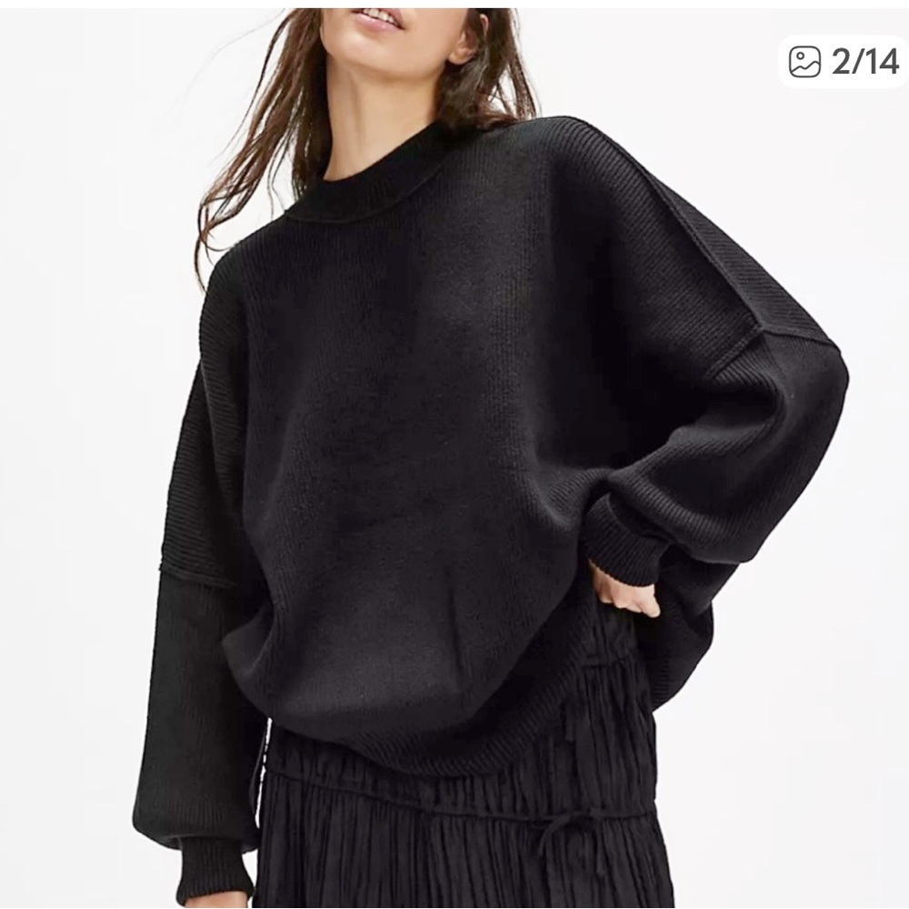 Free People Care Eastwood Black Pullover Medium Large View 3